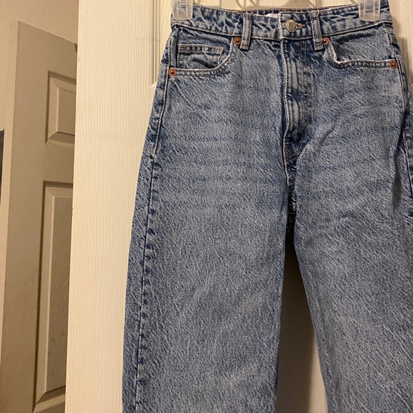 Zara Dark Wash High Rise Straight Leg Jean - Picture 5 of 7